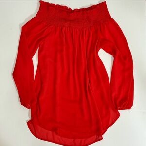 MICHAEL KORS Cherry off the shoulder Blouse Size XS